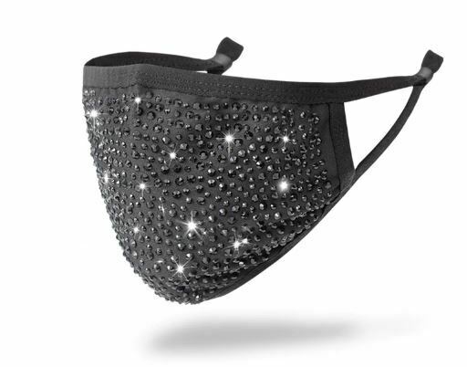 My Protection Plus Rhinestone Cotton Face Mask With Filter Pocket (Black)